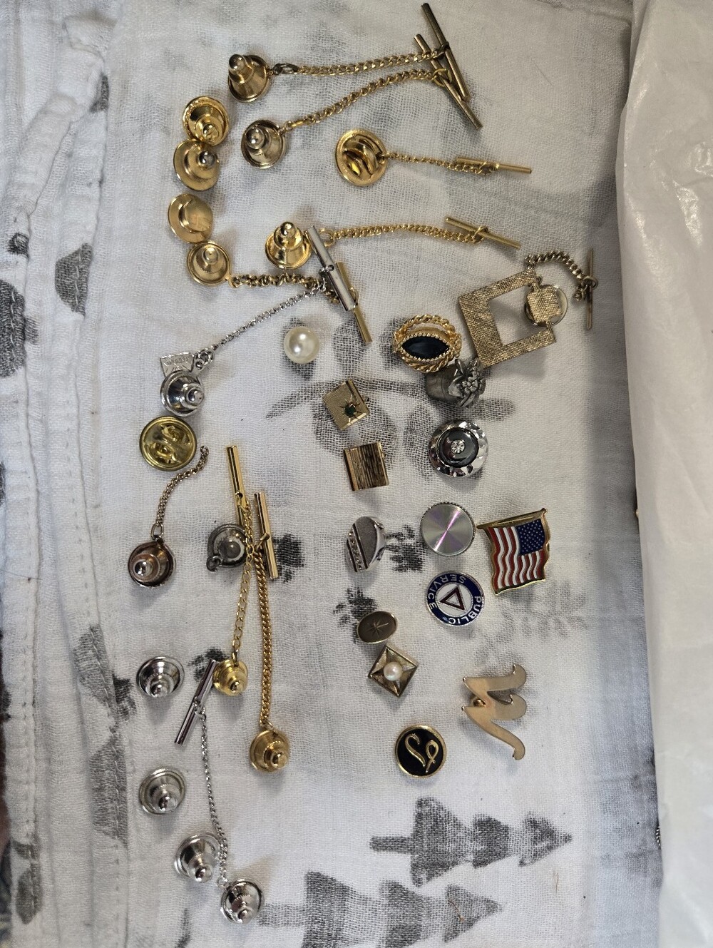 Mixed Gold and Silver Tie Tack & Lapel Pin Set - Gold, Silver